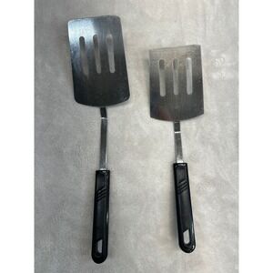 Vtg Good Cook Spatula Black Handle Slotted Stainless Steel Turner 2pc Utensils